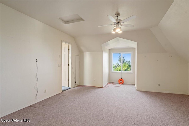 2699 E Packsaddle Dr, Coeur Dalene, ID 83815 - bonus room featuring carpet floors, vaulted ceiling, ceiling fan, and attic access