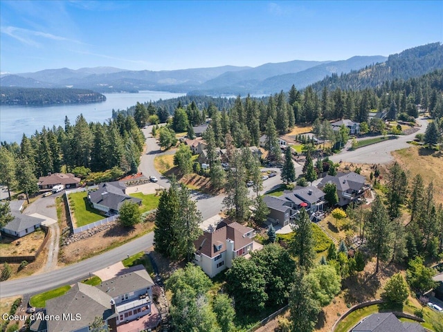2699 E Packsaddle Dr, Coeur Dalene, ID 83815 - aerial perspective of suburban area with a heavily wooded area and a water and mountain view