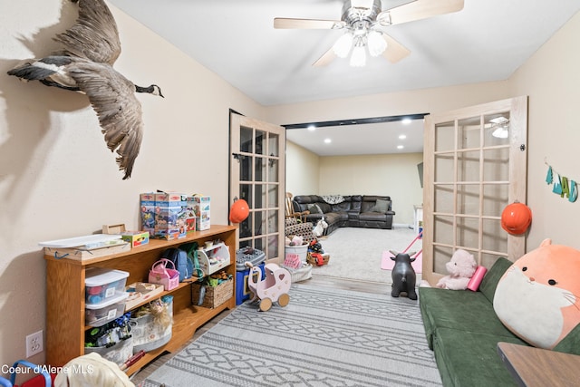 703 W Angus Ct, Post Falls, ID 83854 - game room featuring ceiling fan and wood finished floors