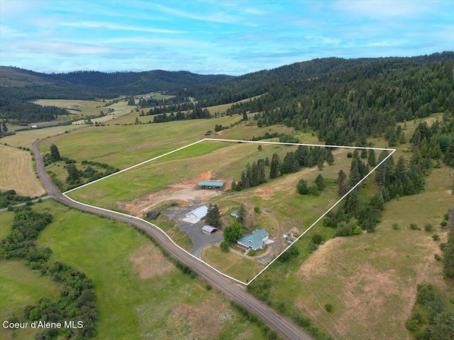 3297 Minaloosa Valley Rd, Plummer, ID 83851 - aerial view of property's location with property parcel outlined and rural landscape