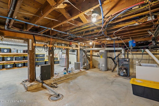 3297 Minaloosa Valley Rd, Plummer, ID 83851 - unfinished basement with electric water heater and a heating unit