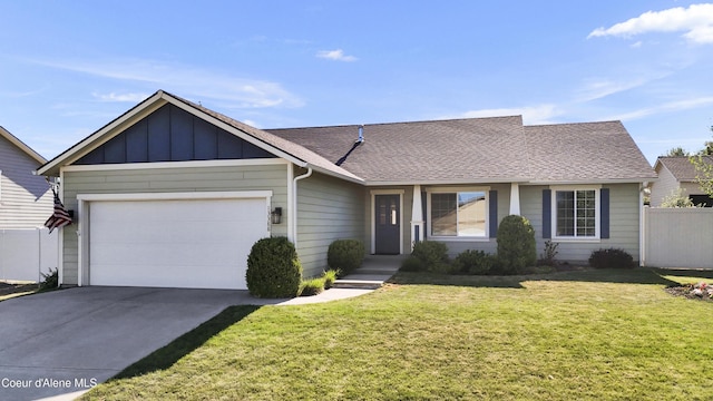 13388 N Polaris St, Rathdrum, ID 83858 - single story home with an attached garage, a shingled roof, concrete driveway, and board and batten siding