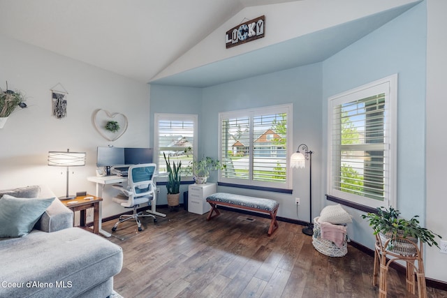 10939 N Seaside St, Hayden, ID 83835 - home office featuring lofted ceiling and wood finished floors
