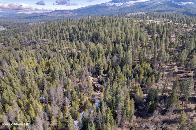 5341 Hoo Doo Loop, Oldtown, ID 83822 - aerial view of property and surrounding area featuring a forest and mountains
