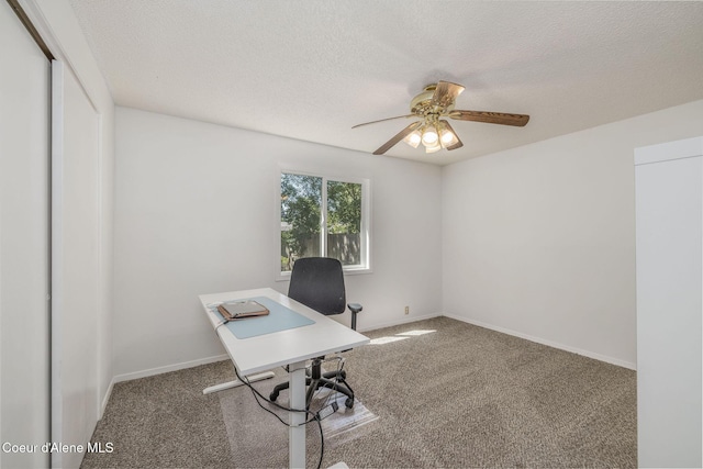 1814 E Jenny Lynn Ln, Coeur Dalene, ID 83815 - unfurnished office with carpet floors, ceiling fan, and a textured ceiling