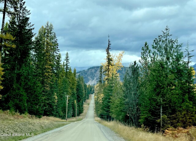 1728 Dry Creek Rd, Clark Fork, ID 83811 - view of road featuring a wooded view and a mountain view
