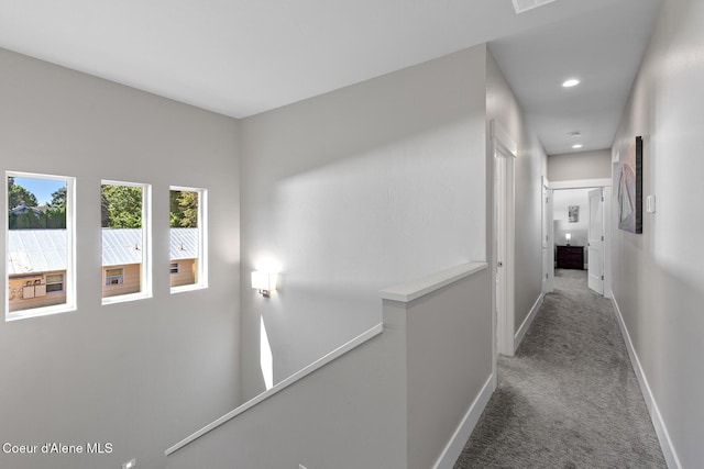 838 N Government Way, Coeur Dalene, ID 83814 - hall featuring an upstairs landing, carpet floors, and recessed lighting