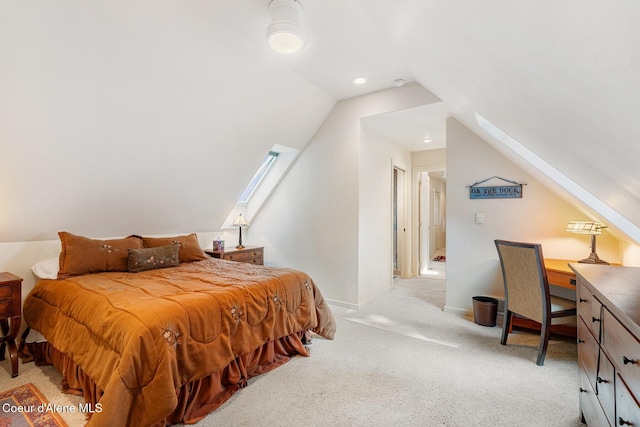 1750 W Valhalla Rd, Coeur Dalene, ID 83814 - bedroom with lofted ceiling, light carpet, a desk, and a skylight