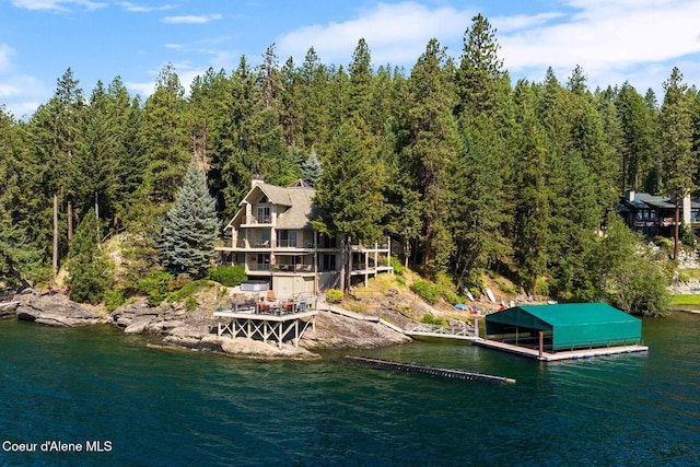 1750 W Valhalla Rd, Coeur Dalene, ID 83814 - dock area featuring a water view and a forest view