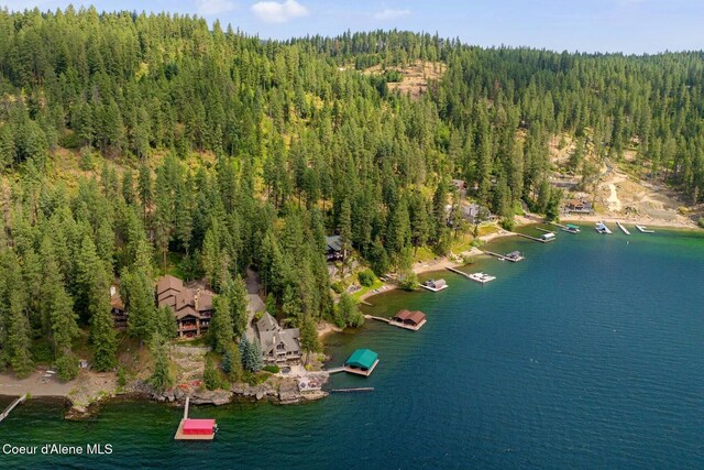 1750 W Valhalla Rd, Coeur Dalene, ID 83814 - aerial view of property's location with a heavily wooded area and a large body of water