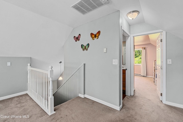 187 White Way, Priest River, ID 83856 - stairs featuring lofted ceiling and carpet