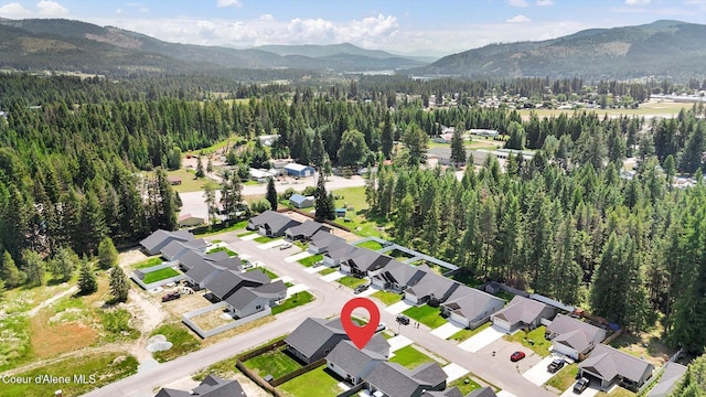 67 Bingham Way, Priest River, ID 83856 - aerial view of property's location with a mountain backdrop and a heavily wooded area