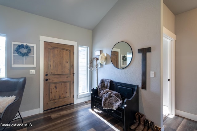 23426 N Massif Rd, Rathdrum, ID 83858 - foyer featuring dark wood-type flooring and lofted ceiling