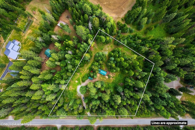 1053 Upper Pack River Rd, Sandpoint, ID 83864 - aerial overview of property's location featuring property boundaries highlighted