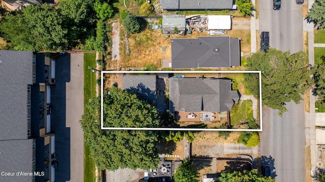 114 E Foster Ave, Coeur Dalene, ID 83814 - aerial perspective of suburban area featuring property parcel outlined