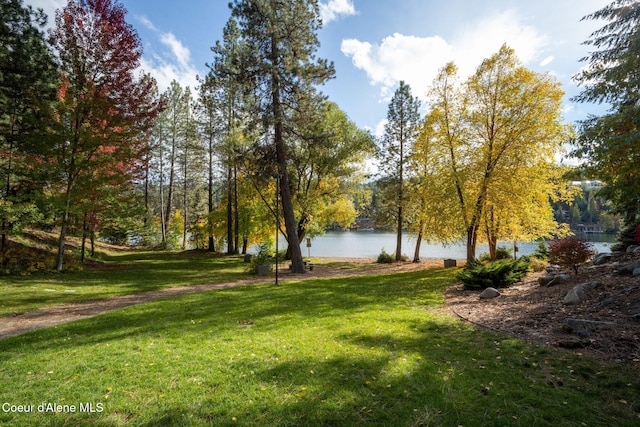 5570 E Shoreline Dr, Post Falls, ID 83854 - view of green lawn with a water view