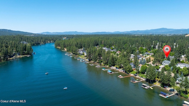 5570 E Shoreline Dr, Post Falls, ID 83854 - drone / aerial view of a forest and a water and mountain view