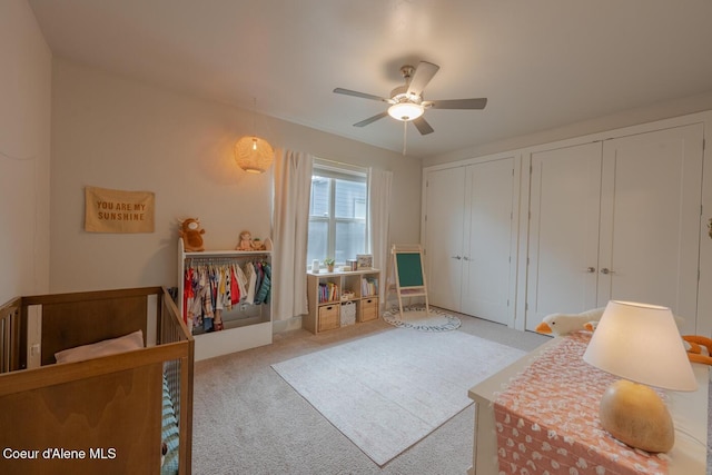 3304 N Rosalia Rd, Coeur Dalene, ID 83814 - carpeted bedroom featuring multiple closets and ceiling fan