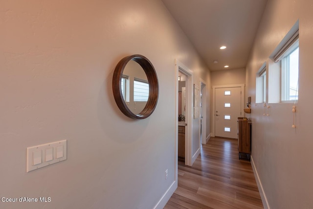 3304 N Rosalia Rd, Coeur Dalene, ID 83814 - corridor featuring plenty of natural light, recessed lighting, and wood finished floors