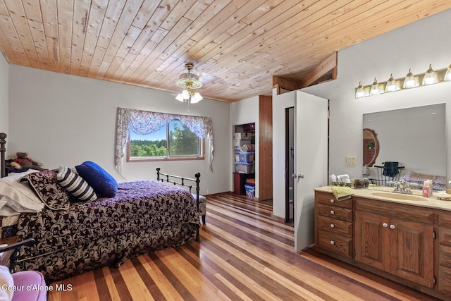 784 Twin Rivers Rd, Athol, ID 83801 - bedroom with light wood-style floors and wood ceiling