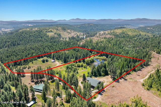 784 Twin Rivers Rd, Athol, ID 83801 - view of property location with property parcel outlined and a water and mountain view