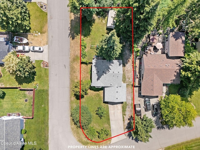 7386 W Sunrise Ct, Rathdrum, ID 83858 - aerial overview of property's location featuring property parcel outlined