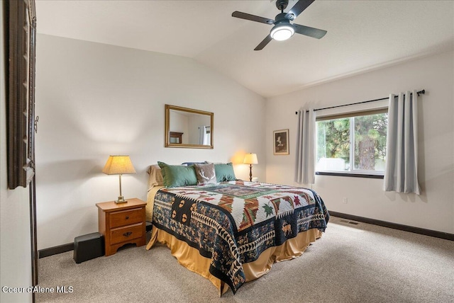 2636 N Wrenley Ln, Post Falls, ID 83854 - bedroom with vaulted ceiling, carpet floors, and a ceiling fan