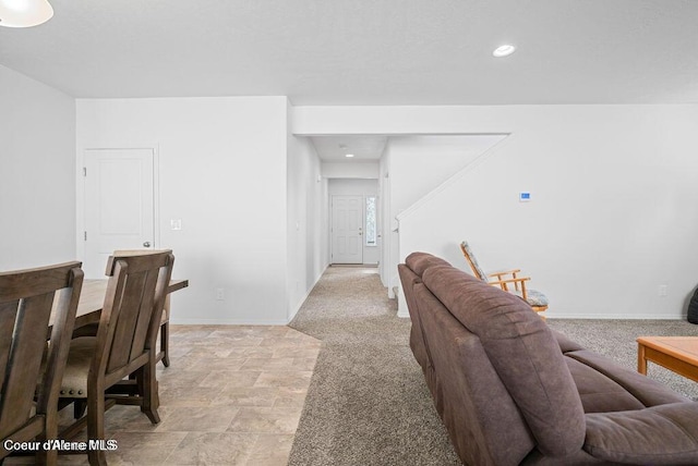 21714 S Lakeview Dr, Worley, ID 83876 - living room featuring recessed lighting and light carpet