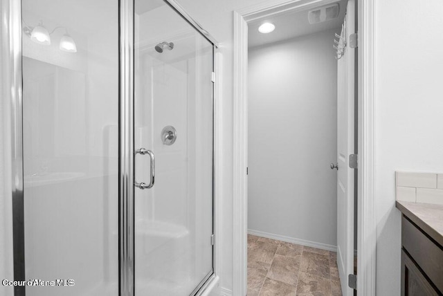 21714 S Lakeview Dr, Worley, ID 83876 - bathroom with a stall shower and vanity