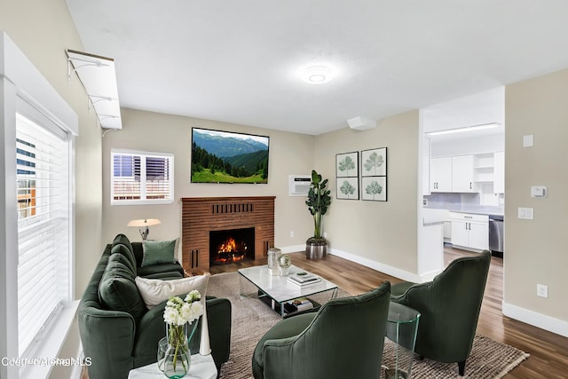 4204 N Jefferson St, Spokane, WA 99205 - living area with wood finished floors and a fireplace