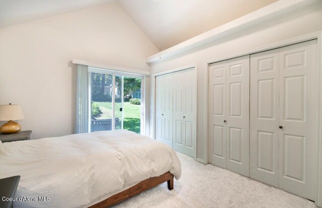 2015 N 13th St, Coeur Dalene, ID 83814 - carpeted bedroom with two closets and high vaulted ceiling