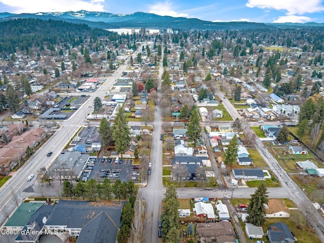 2119 E Lakeside Ave, Coeur Dalene, ID 83814 - aerial view of property's location with a mountainous background and nearby suburban area
