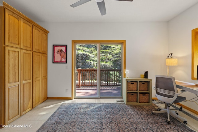 23388 N Teddy Loop, Rathdrum, ID 83858 - office area featuring light tile patterned floors and ceiling fan