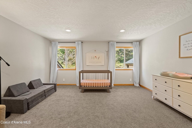 23388 N Teddy Loop, Rathdrum, ID 83858 - carpeted bedroom with a textured ceiling, multiple windows, and recessed lighting