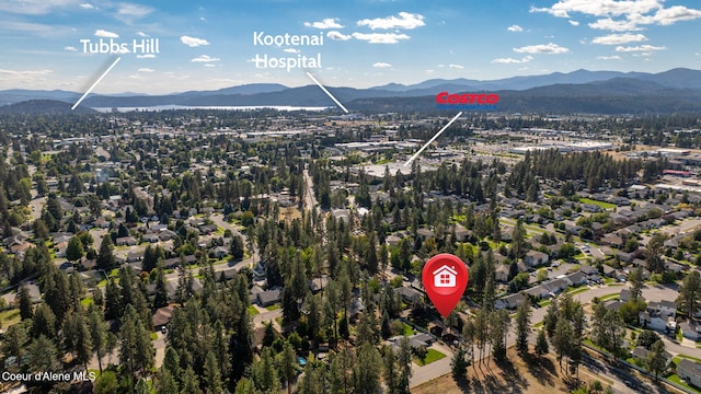 628 E Timber Ln, Coeur Dalene, ID 83815 - aerial view of property's location featuring a mountain backdrop