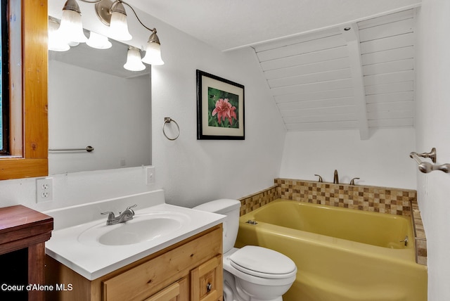 30553 N Stampede Rd, Athol, ID 83801 - bathroom with a bath, vanity, and lofted ceiling