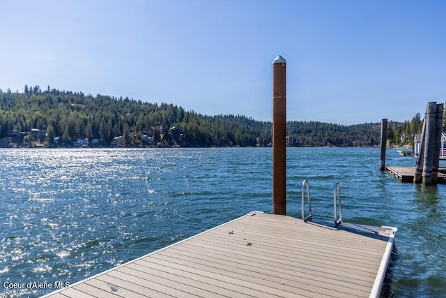 9218 W Rockford Bay Rd, Coeur Dalene, ID 83814 - dock with a wooded view and a water view