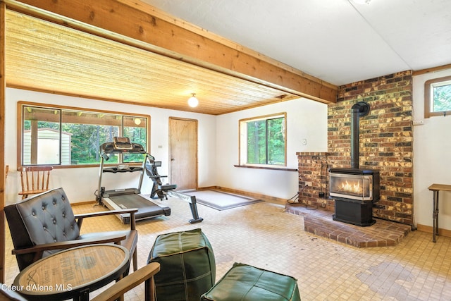1655 Gun Club Rd, Sagle, ID 83860 - living area with baseboards and a wood stove