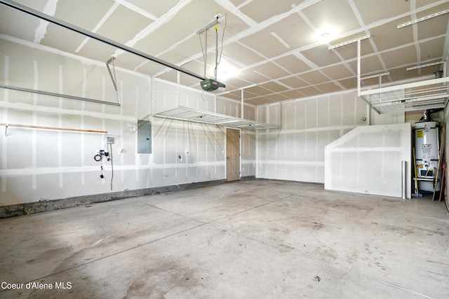 1254 E Bogie Dr, Post Falls, ID 83854 - garage featuring electric panel, water heater, and a garage door opener