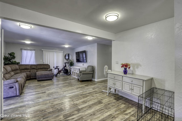 517 N Stephen St, Clark Fork, ID 83811 - living room featuring wood finished floors and a textured wall