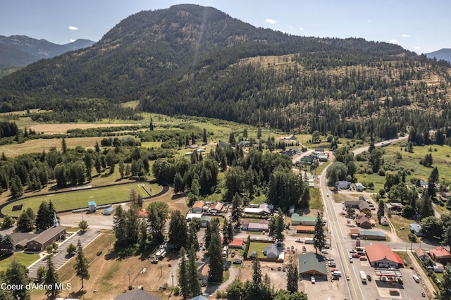 517 N Stephen St, Clark Fork, ID 83811 - aerial view of property and surrounding area with a mountainous background and a forest