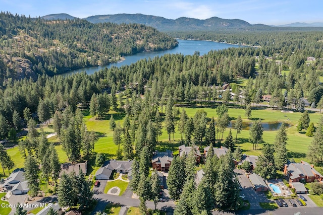 5299 W Green Ct # 23, Rathdrum, ID 83858 - aerial view of property and surrounding area featuring a forest and a water and mountain view