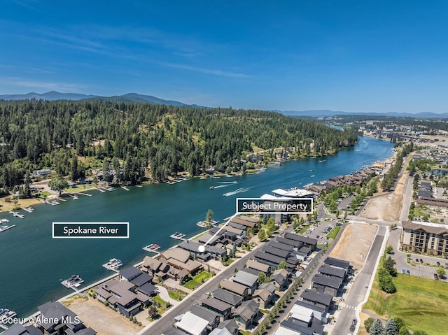 1758 W Bellerive Ln, Coeur Dalene, ID 83814 - aerial view of property and surrounding area with a water and mountain view and nearby suburban area