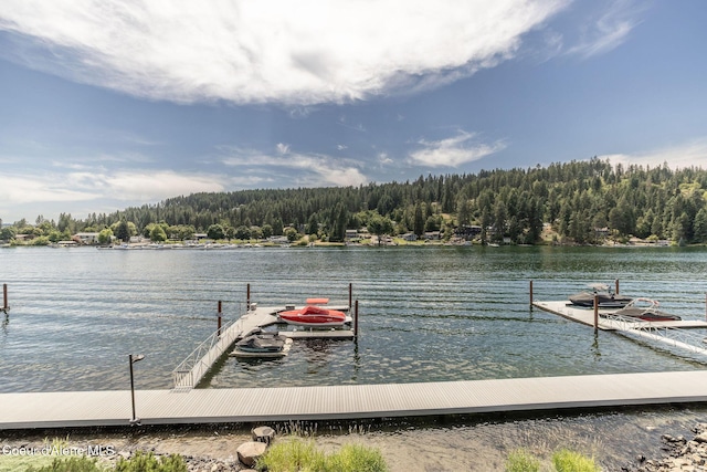 1758 W Bellerive Ln, Coeur Dalene, ID 83814 - dock featuring a forest view and a water view
