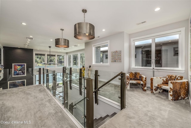 1758 W Bellerive Ln, Coeur Dalene, ID 83814 - staircase featuring recessed lighting and carpet floors