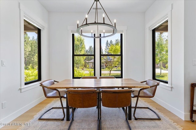 428 W Beach Ct, Dover, ID 83825 - dining space featuring plenty of natural light, a chandelier, and light wood-style floors