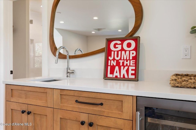428 W Beach Ct, Dover, ID 83825 - detailed view of wine cooler, recessed lighting, and bar area
