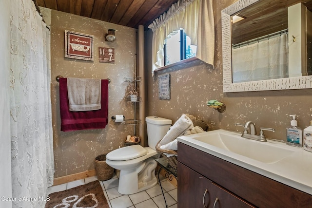 854 Two Tail Rd, Bonners Ferry, ID 83805 - bathroom with tile patterned floors, vanity, and wood ceiling