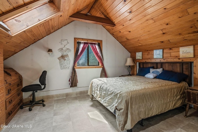 854 Two Tail Rd, Bonners Ferry, ID 83805 - bedroom featuring wooden ceiling, lofted ceiling, and tile patterned floors