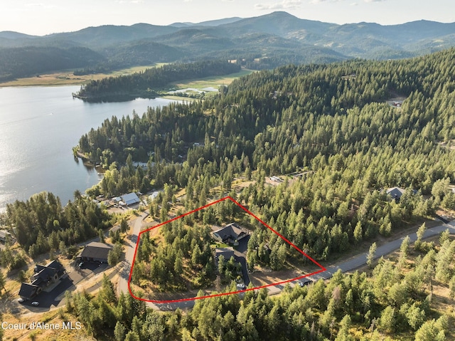 16749 W Cade Rd, Hauser, ID 83854 - aerial view of property's location with a water and mountain view and property boundaries highlighted